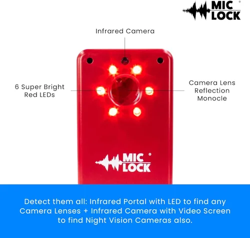 Miniatura 3 de Mic-Lock Camera Finder Pro - Detector de cámara oculta antiespía con infrarrojos (IR) - Asegura tu espacio (rojo)