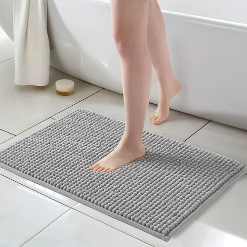 Miniatura 35 de FRESHMINT Alfombra de baño de felpilla gruesa y grumosa, 17"x24", alfombrilla de baño antideslizante, accesorio decorativo suave, linda alfombrilla