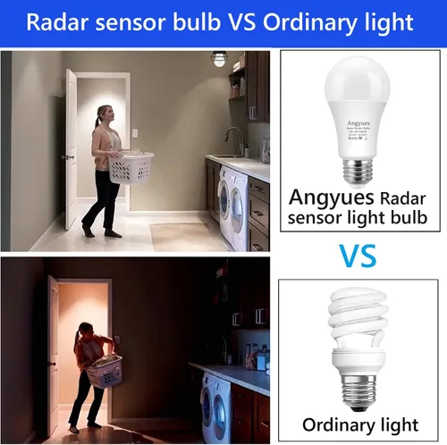 Miniatura 5 de Bombilla con sensor de movimiento radar, rango de detección ajustable de 12 W (equivalente a 100 W) A19 con detección de movimiento para exteriores