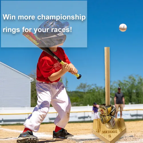 Miniatura 2 de Soporte de exhibición de anillo apilado personalizado de béisbol y sóftbol, estuche de exhibición de anillo de campeonato con nombre personalizado