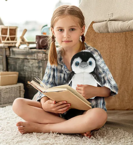 Miniatura 7 de DolliBu Peluche de pingüino gris, juguete de pingüino de peluche súper suave, animales marinos abrazables, relleno de felpa, lindo juguete esponjoso