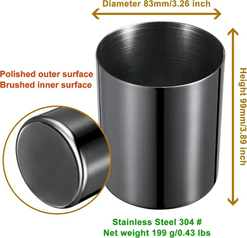 Miniatura 3 de Paquete de 2 soportes redondos de acero inoxidable 304, taza para lápices, organizador de artículos de escritorio de escritorio, soporte para Negro