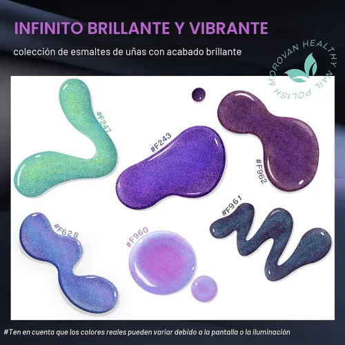 Miniatura 4 de Morovan - Juego de esmalte de uñas camaleón: 6 colores, holográfico, de secado rápido, mini kit de laca de uñas con purpurina verde, rosa, azul