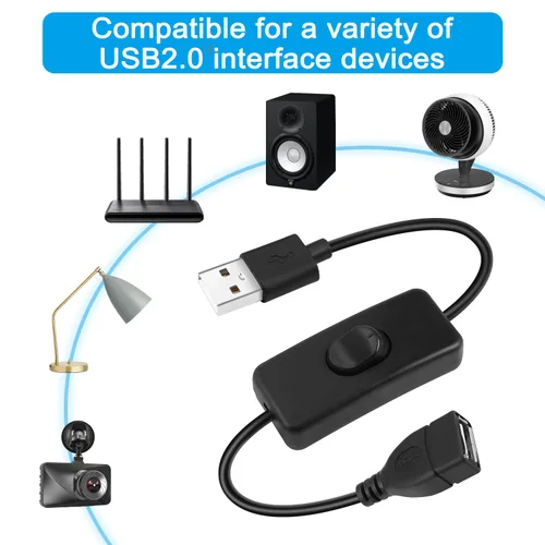 Miniatura 4 de Cable de extensión USB, 4 unidades, 5 V, macho a hembra, extensor con interruptor, adecuado para ventilador USB de 5 V, tira LED, lámpara