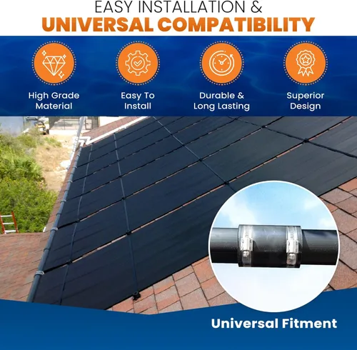 Miniatura 2 de Diseño de mayor rendimiento – Panel de calentador solar universal para piscina de repuesto – 15-20 años de vida útil (4' X 8' / 2" I.D. Header)