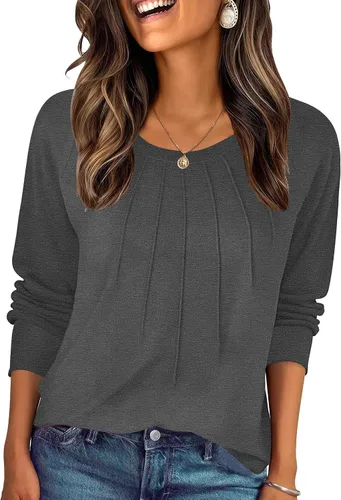 Miniatura 22 de Zeagoo Blusas de otoño para mujer, camisas de manga larga, blusas casuales de algodón, blusas plisadas elegantes 2025