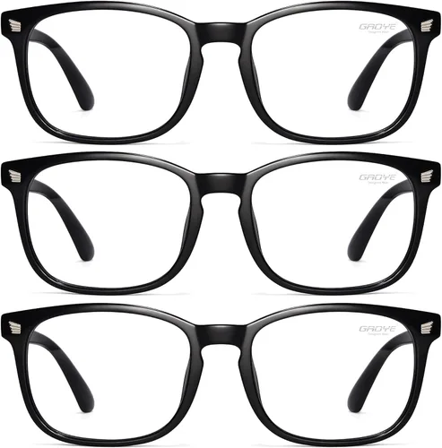 Miniatura 16 de Gaoye - Paquete de 3 anteojos de bloqueo de luz azul, falsos, cuadrados, de moda, anti rayos UV, para computadora, juegos, para mujeres/hombres