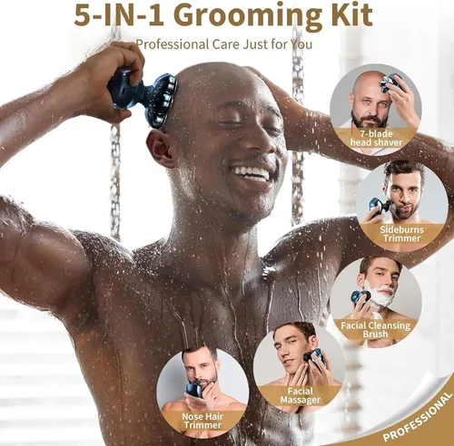 Miniatura 4 de SHPAVVER Afeitadoras de cabeza para hombres calvos: maquinilla de afeitar eléctrica 5 en 1 - Kit de aseo de afeitar impermeable IPX7 para hombres