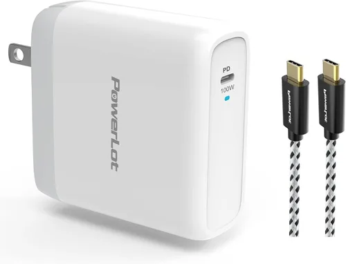 Cargador USB C de 100 W, cargador de pared rápido PD 3.0 GaN tipo C, adaptador de corriente con cable de 5 A de 6 pies, bloque de cargador universal