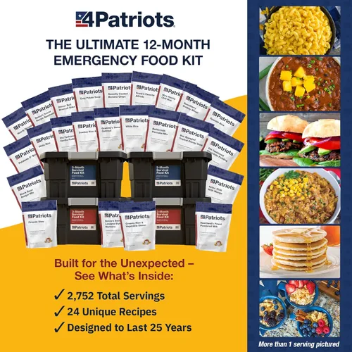 Miniatura 2 de 4Patriots Kit de Alimentos para Supervivencia de 1 Año: Suministro de Alimentos de Emergencia Diseñado para Durar 25 Años, 2,752 Porciones