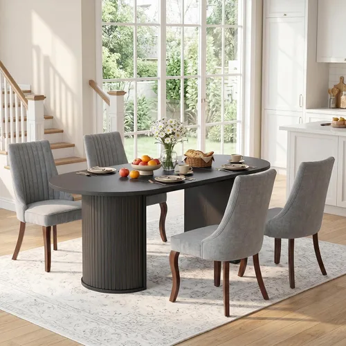 Miniatura 20 de SoarFlash Juego de mesa de cocina y sillas para 4, juego de mesa de comedor de 47 pulgadas para 4 personas con sillas tapizadas de terciopelo, juego