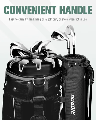 Miniatura 6 de Bolsa de Golf con Soporte, Bolsa de Golf Ligera Par 3 que Sostiene Hasta 7 Palos con Divisores Bidireccionales, Bolsillo Refrigerador, Correa