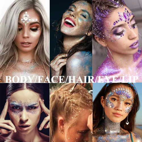 Miniatura 2 de Barra dorada con purpurina para el cuerpo, traje de Mardi Gras para mujeres y niños, brillante holográfico para fiestas, festivales, rave, Mardi