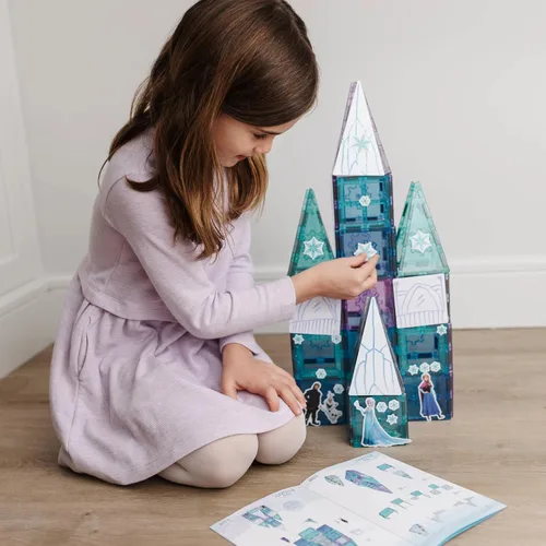 Miniatura 17 de Tytan Toys Disney Frozen - Azulejos magnéticos de castillo de princesa, juego de construcción STEAM de 68 piezas con azulejos con purpurina