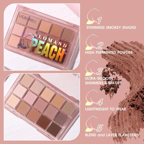 Miniatura 2 de UCANBE Paleta de sombra de ojos mate neutral, 15 colores Nude Taupe Rose Brown maquillaje de ojos, kit de regalo de sombras de ojos de tono cálido