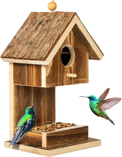 Casas de pájaros para colgar en el exterior, comedero para colibríes, cardenal Wren, pájaros silvestres, pájaros silvestres, pequeña casa de pájaros