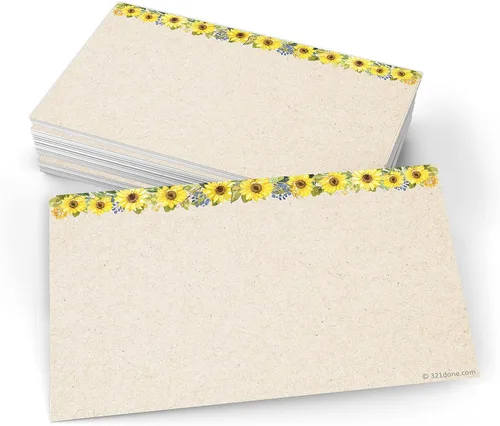 Miniatura 7 de 321Done Tarjetas de índice de girasol floral, (50) tarjetas de papel kraft de 4 x 6 pulgadas, en blanco, sin líneas, para estudiar, aprender
