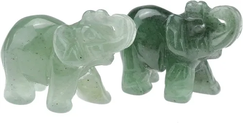 Jovivi 2 piezas de piedras preciosas curativas talladas naturales de elefante de cristal, estatuas de 1.5 pulgadas, decoración del hogar, decoración