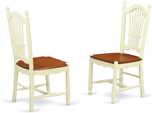 Miniatura 5 de East West Furniture DOC-BCH-W Dover - Sillas de comedor con respaldo de listones, sillas de cocina de madera, juego de 2, color negro y cereza