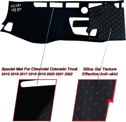 Miniatura 2 de Funda para salpicadero, almohadilla de protección interior compatible con Chevrolet Colorado Truck 2015-2022, protector de rayos UV deslumbrantes