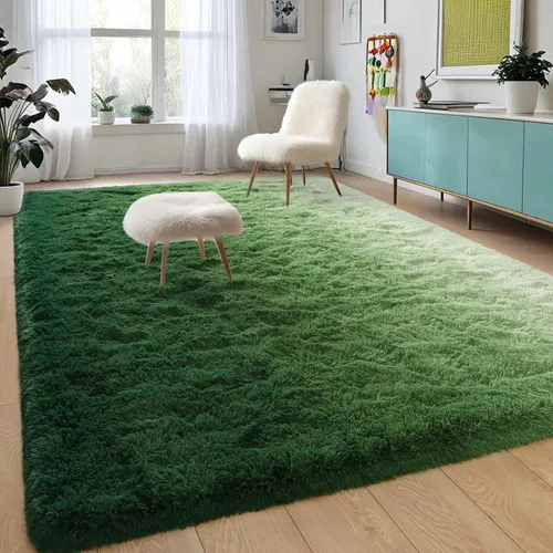 Miniatura 13 de DweIke Alfombras esponjosas de lujo para niños para sala de estar, dormitorio, 4 x 6 pies, alfombra de área negra y azul para niñas y niños, Azul