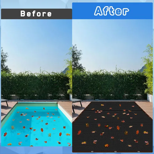 Miniatura 4 de Riakrum Cubierta de red de hojas de piscina de 20 x 40 pies, rectangular, color negro, cubierta de malla para estanque para piscinas enterradas que