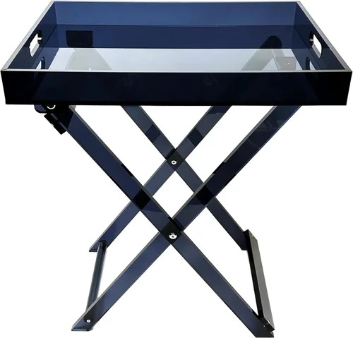 Miniatura 3 de Designstyles Mesa plegable de acrílico - Escritorio moderno y elegante - Mesa de servicio de cocina y bar - Elegante diseño transparente (ahumado)