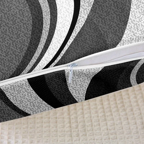 Miniatura 6 de Feelyou Juego de 4 fundas de almohada geométricas reversibles para exteriores de 16 x 16 pulgadas, diseño geométrico de rayas negras y grises, juego