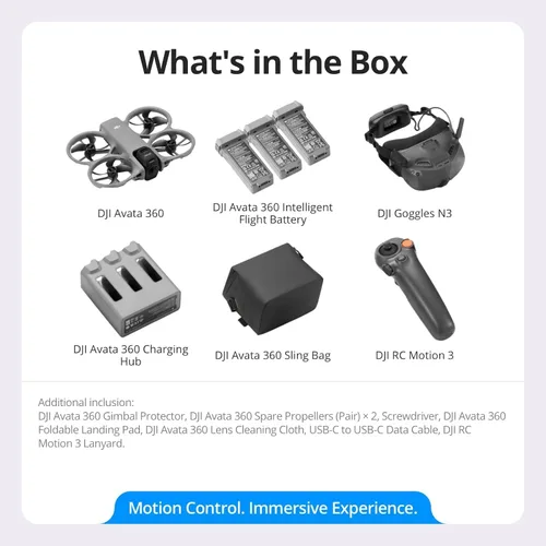 Miniatura 4 de DJI Avata 360 Motion Fly More Combo, dron de 360° con imágenes 8K 360° de 1 pulgada, cámara de 360° con protector de hélice. Incluye gafas N3 y RC