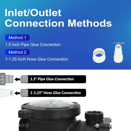 Miniatura 5 de Bomba de piscina de 2.0 HP en /sobre tierra, bombas de agua de piscina de una sola velocidad de 110V 6600GPH lnground sobre tierra con cesta
