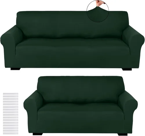 Miniatura 24 de Peryiter Juego de 2 fundas para sofá de dos plazas Fundas para muebles para sala de estar para sofá, sillón, ajuste elástico, a prueba de arrugas