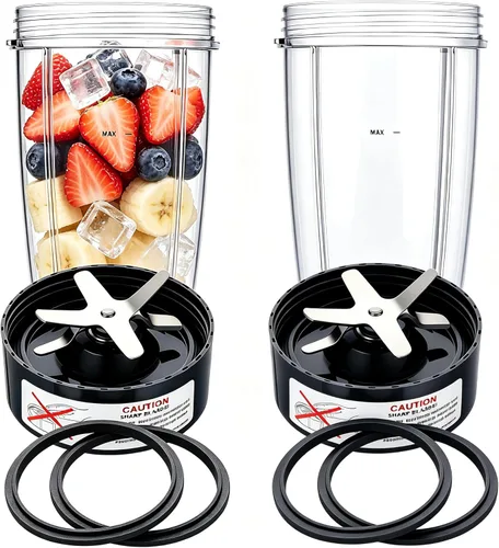 Miniatura 10 de Taza de licuadora y cuchilla mejorada para Nutribullet de 600 W/900 W, piezas de repuesto de vaso de 24 onzas y cuchilla extractora, accesorios