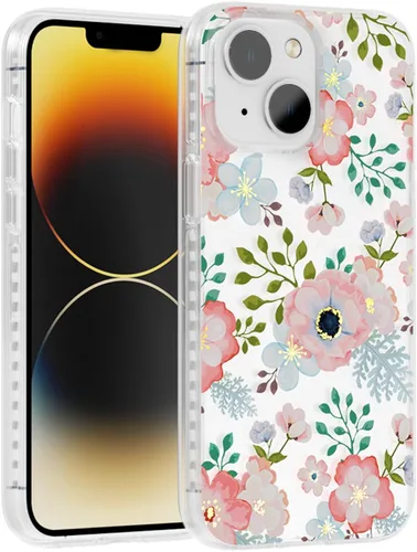 Miniatura 54 de SCORPIFY Funda para iPhone 13 con diseño floral de Nemophila azul, bonita funda transparente para teléfono con flores para mujeres y niñas