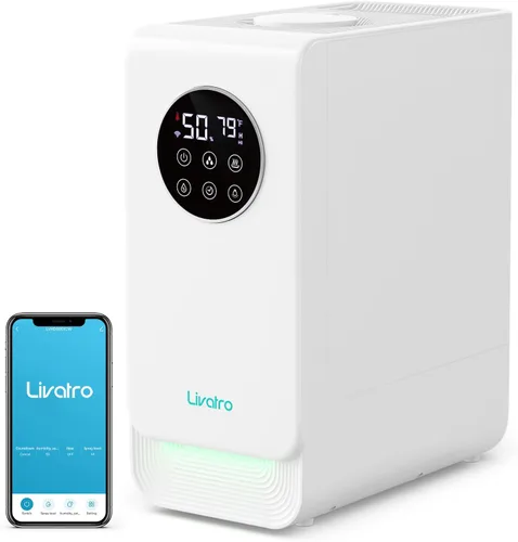 Livatro - Humidificador inteligente de 6L para habitación grande, niebla cálida y fría con diseño de llenado superior, control por Alexa y