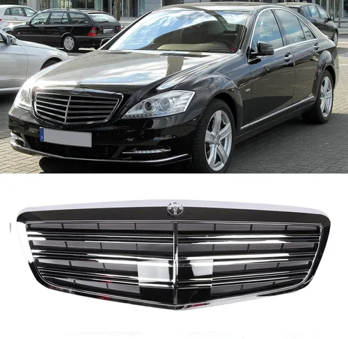 Miniatura 2 de PENSUN estilo AMG de cromo para la parrilla frontal Compatible con Mercedes Benz Clase S W221 S350 S400 S450 S500 S550 S600 S63 S65 de 2010 a 2013