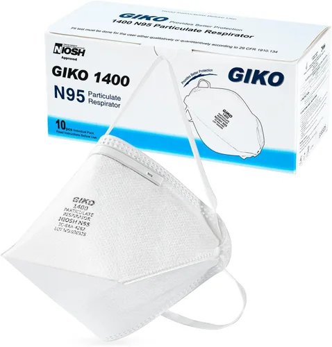 GIKO Máscara respiradora N95, 10 unidades, envueltas individualmente, aprobado por NIOSH, respirador de partículas N95 para adultos, hombres,