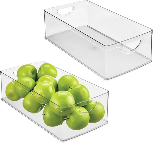 Miniatura 10 de iDesign Contenedor de Almacenamiento Apilable de Plástico Transparente Extra Largo, Organizador para Armario de Cocina o Despensa