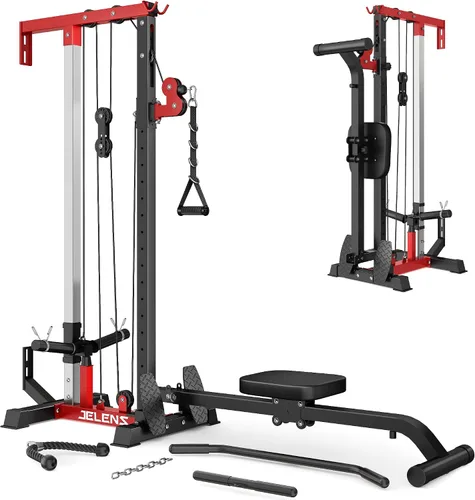 JELENS RC01 - Máquina plegable LAT desplegable con asiento ajustable, estación de cable de montaje en pared con 16 posiciones ajustables, máquina de