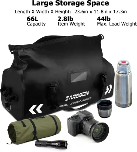 Miniatura 4 de Bolsa de lona impermeable, bolsa seca de viaje ligera con tamaños de 40 L66 L, gran espacio de almacenamiento, correas y asas duraderas