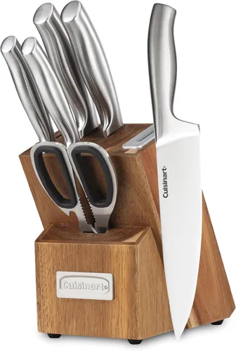 Cuisinart Juego de Cuchillos Esenciales de Acero Inoxidable de 7 Piezas con Bloque y Afilador Integrado