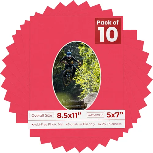 Miniatura 27 de Tapete de 8.5 x 11 pulgadas con corte biselado para fotos de 5 x 7 pulgadas, diseño ovalado, color azul bebé, sin ácidos, mate para proteger tus