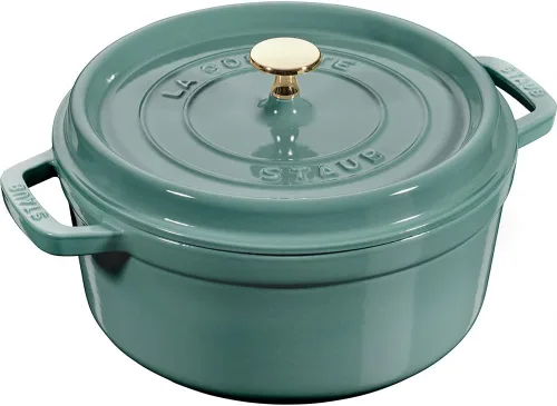 Miniatura 15 de Staub Z1025-988 Pico Cocotte Eucalipto redondo, 5.5 pulgadas (5.5 in), pequeño, doble mano, olla esmaltada fundida, compatible con inducción