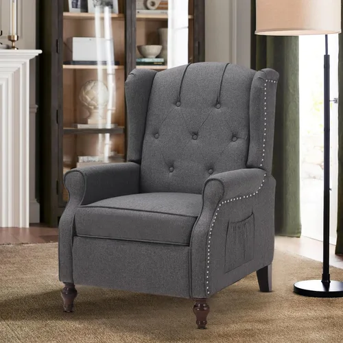 Miniatura 15 de Silla Reclinable Wingback con Masaje y Calor de Cuero PU Silla de Brazo con Mecanismo Push Back, Silla Reclinable para Sala de Estar Dormitorio Cine