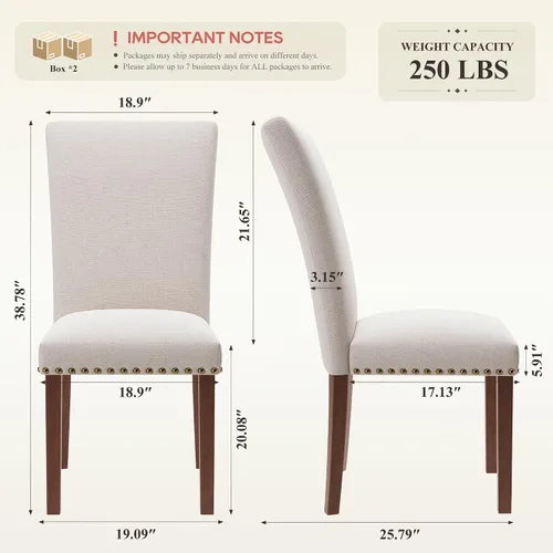 Miniatura 2 de COLAMY Juego de 4 sillas tapizadas de comedor, sillas estilo Parsons de lino beige con respaldo alto, para mesa redonda de cocina o comedor pequeño