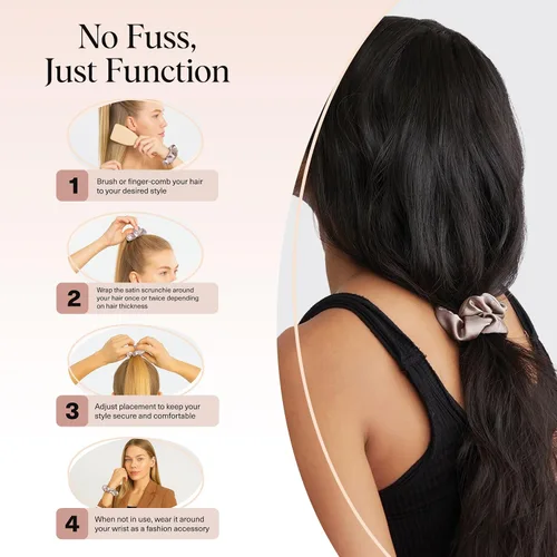 Miniatura 6 de Kitsch Coleteros de satén para mujer, sin arrugas, control de encrespamiento, más suave que la seda para todo tipo de cabello, accesorios elegantes