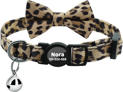 Miniatura 14 de Collares personalizados de gato con campana de lazo, liberación rápida, impresión HD, collares de gatito personalizados para niñas y niños