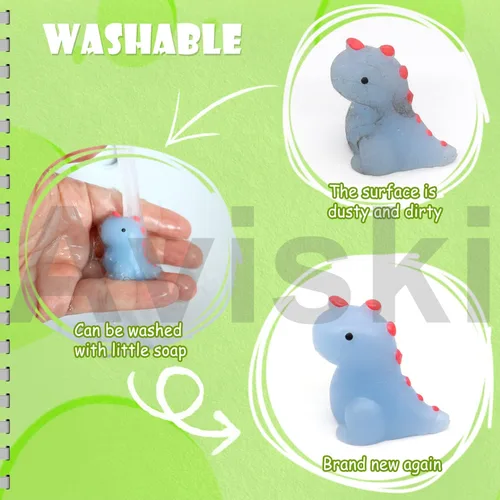 Miniatura 3 de 30 piezas de juguetes esponjosos Mochi, mini dinosaurios Kawaii esponjosos, juguetes suaves para aliviar el estrés, juguetes esponjosos