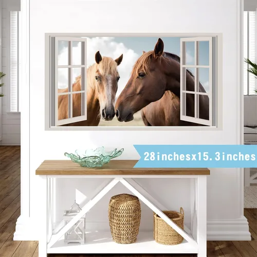 Miniatura 4 de Calcomanías de pared de caballos, animales de granja, calcomanías de pared 3D falsas para ventanas, calcomanías de vinilo para decoración
