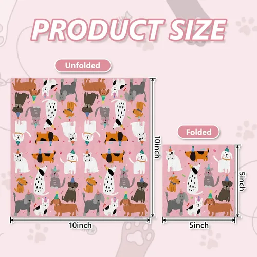 Miniatura 2 de JarThenaAMCS 100 hojas de servilletas de fiesta para perros, servilletas de papel de cóctel rosadas para cachorros, servilletas desechables