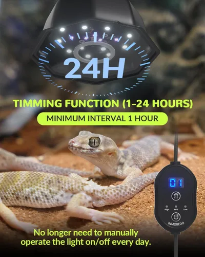 Miniatura 5 de Luz LED UVB para reptiles, UVB 5.0/10.0 luz de reptil regulable, brillo ajustable lámpara de reptiles con temporizador para reptiles de selva